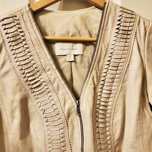 Hinge Cream Tan Leather Jacket - Picture 6 of 10